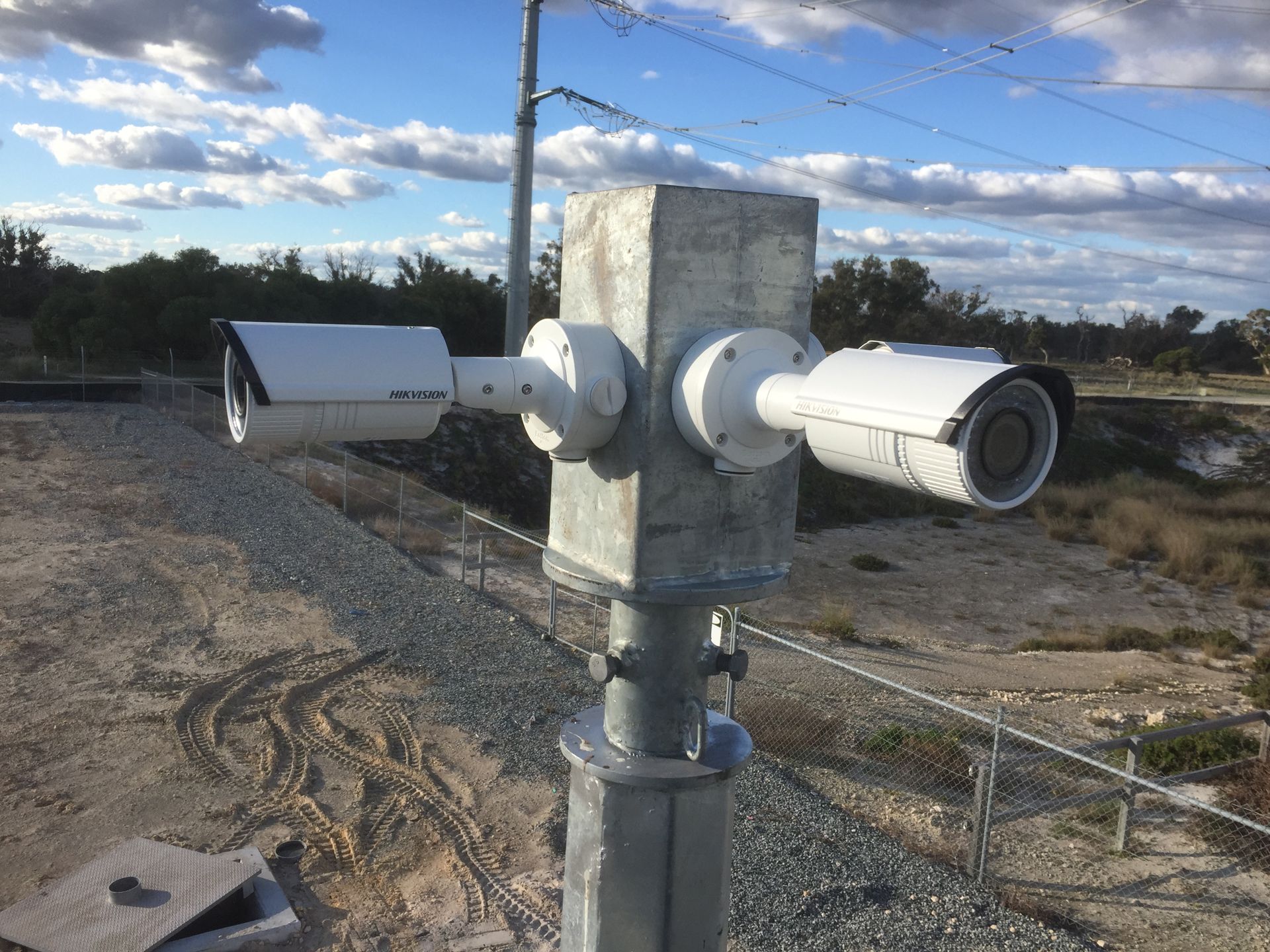 Hi-Tech Security cameras installed on a pole
